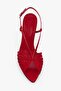 Women's Gloria Red Satin Heeled Shoes - 3
