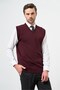 Burgundy V-Neck Pocketless Slim Fit Classic Wool Knitwear Sweater 1012255003
