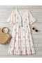 Women's White V-Neck Lace Detailed Ethnic Patterned Bohemian Dress / Beach Kaftan - 3