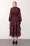 Floral Patterned Layered Chiffon Dress with Volants Bordo 9462-E - 7