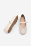 Women's Blunt Toe Bow Detailed Strappy Knitted Patterned Mary Jane Daily Ballet Flats Teyra Ecru - 8