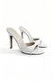Cinderella White Patent Leather Round Toe Heeled Women's Slippers - 2