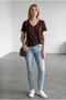 Women's Brown V-Neck Regular T-Shirt - 3