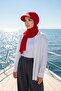 شال عملي من القطن الممشط مزود بحافة قابلة للإزالة وقابلة للتعديل ومضادة للانزلاق، SPS-1، أحمر