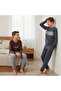 Young Men's Cotton Collared Buttoned Long Sleeve Pocketed Gift 2-Piece Top and Bottom Pajama Set Al002 - 2
