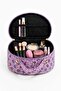 Floral Patterned Oval Makeup Bag – Large Travel Cosmetic Bag, Zippered, Large Capacity, Suitable for Daily Use - 3