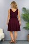 Women's Strappy V-Neck Short Viscose Two-Thread Dress with Gathered Waist - 3