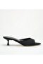 Women's Pointed Toe Heeled Sandals Black Satin - 2
