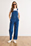 Women's Navy Blue Kangaroo Pocket Denim Salopet Slp-19000042 - 2