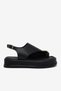 Women's Black Comfortable Fit Sandals with Stone Toe Detail - 4