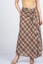 Women's Summer Beige Elviera Low Waist Plaid Pattern Skirt Linen Stylish Daily Comfortable 6897 - 2