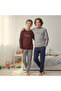 Young Men's Cotton Collared Buttoned Long Sleeve Pocketed Gift 2-Piece Top and Bottom Pajama Set Al003