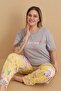 Mrn 4500 Short Sleeve Floral Single Jersey Fabric Plus Size Women's Pajama Set - 2