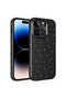 iPhone 14 Pro Compatible Camera Protected Silvery Luxury Brsa Cotton Case-Black
