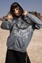 Grey Melange Gothic Wings Tribal Harajuku Y2K Hooded Unisex Cardigan - 4