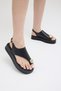 Women's Black Comfortable Fit Sandals with Stone Toe Detail - 2