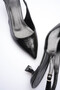 Weimar Premium Black Wrinkled Patent Leather Pointed Toe Slingback Low Heel Shoes - 5