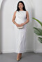Square Neck Ruched Waist Slit Dress YZC25Y223