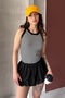 Women's Black Wide Halter Neck Ribbed Knitted Blouse