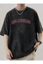 Los Angeles Letter Print Summer Men's Trendy Drop Shoulder Sleeve High Quality Thickened Heavyweight Plus