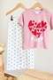 Girl's Cotton Pink Heart Printed T-Shirt and Heart Muslin Trousers Top and Bottom Set - 4