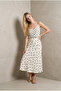 Women's Ecru Polka Dot Verev Cut Satin Bell-Shaped Skirt Yy101399 - 4