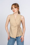 Women's Summer Beige Carina Double Breasted Parachute Fabric Vest Stylish Daily Comfortable 9142