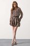 New Season Lace Detailed Gold Belted Women's Mini Dress 35557