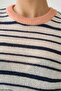 Women's Cream-Navy Blue Bicycle Color Collar Short Sleeve Sweater - 4