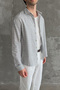Men's Oversize 100% Cotton Flam Linen Checkered Shirt - 5