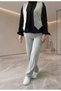 Women's Zero-Sleeve V-Neck Mini Vest & High-Waist Wide-Leg Ribbed Front Pants Set - 4