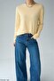 Women's Yellow Wide Collar Basic Slim Knitwear Blouse