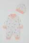 Baby Girl Jumpsuit Colorful Kitten Patterned Little Feet 0-6 Months, White