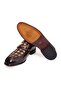 Red Brown Laceless Genuine Leather Leather Sole Men's Shoes - 3