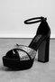 Smile Women's Cross-Strapped High Heeled Shoes with Shiny Stone Detail - 5
