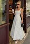 Women's White Thick Strap Polka Dot Patterned Full Length Dress Nbnp028 - 5