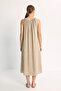 Washable Long Viscose Dress with Straps Lfg0186 Beige - 4