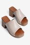 Women's Platform Heeled Slippers with Gold Detail Orvia Beige