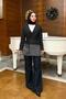 Double-Breasted Collar Blazer Women's Jacket - Black - 2