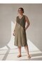 Sleeveless V-Neck Large Size Casual Dress Khaki