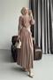 Women's Beige Draped Belt Detailed Sandy Fabric Premium Hijab Dress Nms090 - 2