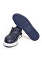 Dark Blue Color Laceless Genuine Leather Men's Shoes - 3