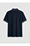 Navy Blue Polo Neck Pique Men's T-Shirt - 2