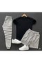 3-Piece T-Shirt Shorts Tracksuit Set Without Print