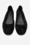 Women's Bowknot Ballerina Flats Real Leather Zy 4054 Suede Black - 5