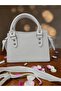 White Mini Leather Shoulder and Crossbody Small Handbag - 4