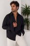Oversize Seasonal Linen Textured Loose Fit Long Sleeve Comfortable Men's Shirt - 2