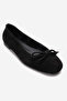 Women's Bowknot Ballerina Flats Real Leather Zy 4054 Suede Black - 3
