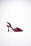 Dublin Premium Burgundy Bowknot Satin Slingback Heeled Shoes - 3