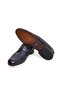Dark Blue Color Laceless Genuine Leather Leather Sole Men's Shoes - 3